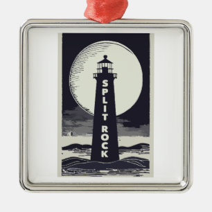 Split Rock Lighthouse Minnesota Moon Ornament Aus Metall