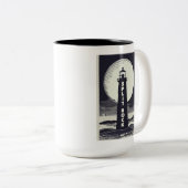 Split Rock Lighthouse Minnesota Moon Zweifarbige Tasse (VorderseiteRechts)