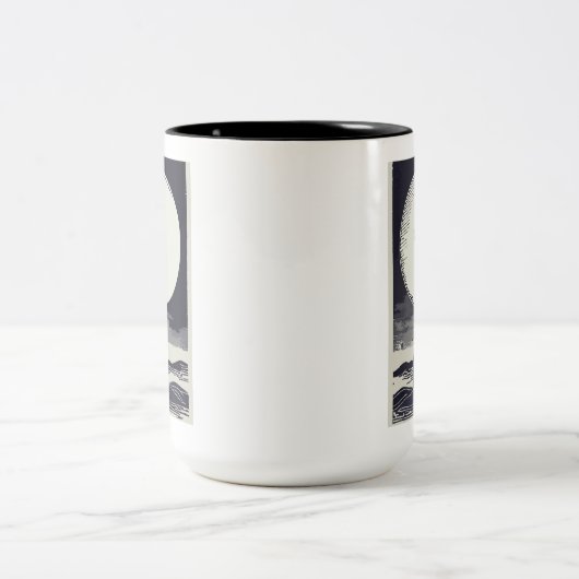 Split Rock Lighthouse Minnesota Moon Zweifarbige Tasse (Mittel)