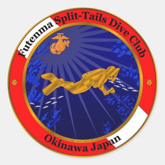 Split Schwanzes Diving Club Runder Aufkleber (Vorderseite)