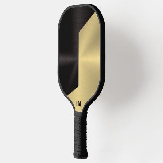 Split Screen Black and Gold Metallic Texture Pickleball Schläger (Links)