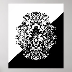 Split Screen Black & White Wirbel Mandala Poster