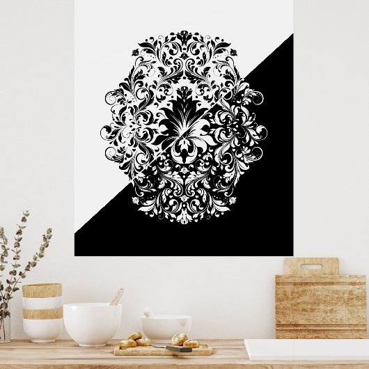 Split Screen Black & White Wirbel Mandala Poster (Küche)
