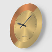 Split-Screen Metallic Gold Kupfer Personalisiert Große Wanduhr (Winkel)