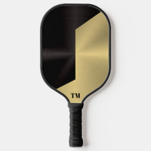 Split Screen Schwarz und Gold Metallic Textur Pickleball Schläger