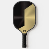 Split Screen Schwarz und Gold Metallic Textur Pickleball Schläger (Rückseite)