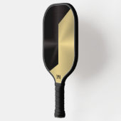 Split Screen Schwarz und Gold Metallic Textur Pickleball Schläger (Links)