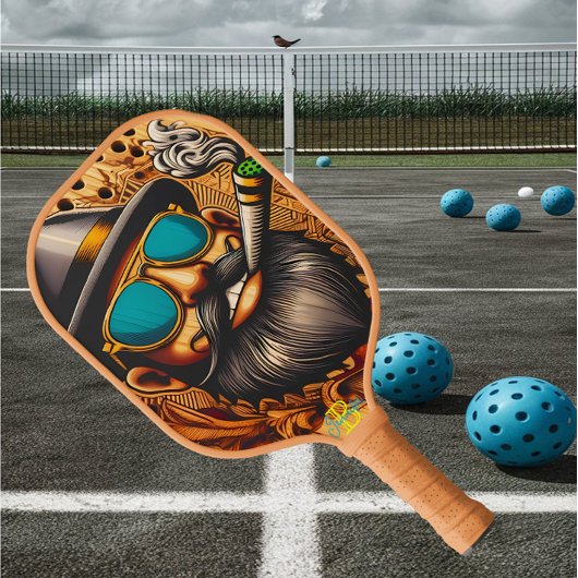 Split-Second Serve: Mann auf einem Pickleball-Rack Pickleball Schläger