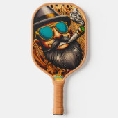 Split-Second Serve: Mann auf einem Pickleball-Rack Pickleball Schläger (Rückseite)