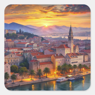 Split Stadt Kroatien Quadratischer Aufkleber