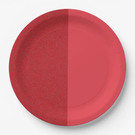 Split Tomato Red Modern Party Plate - individuell Pappteller (Vorderseite)