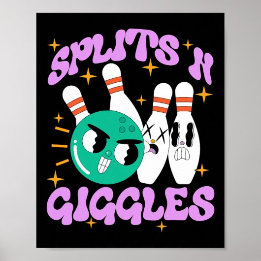 Splits in Giggles Funny Bowling Team Bowler Sports Poster (Vorne)