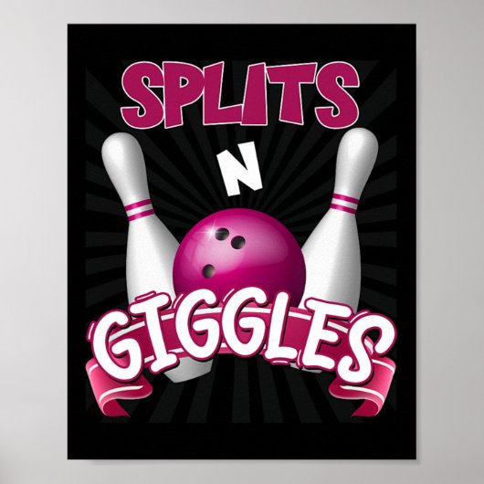 Splits in Giggles Funny Bowling Team Bowler Sports Poster (Vorne)