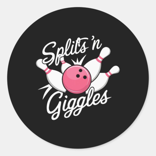 Splits N Giggles Bowling Bowler Bowling Ball und P Runder Aufkleber (Vorderseite)