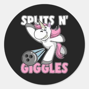 Splits N' Giggles Unicorn Bowling Bowler Runder Aufkleber