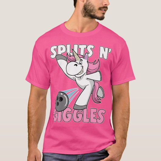 Splits N' Giggles Unicorn Bowling Bowler T-Shirt (Vorderseite)