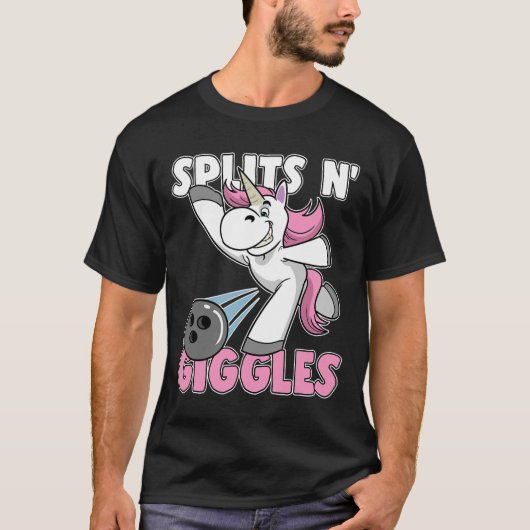 Splits N' Giggles Unicorn Bowling Bowler T-Shirt (Vorderseite)