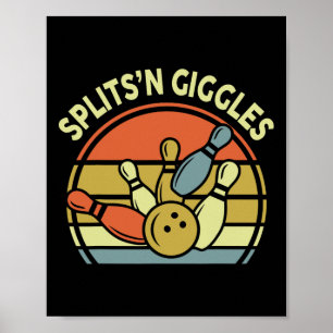 Splits'n Giggles Bowling-Shirt Retro Lustiger Papa Poster