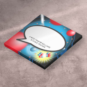 Splitten der Atom-Sprechblase-Lehrerin Post-it Klebezettel