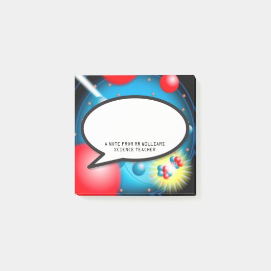 Splitten der Atom-Sprechblase-Lehrerin Post-it Klebezettel (Vorderseite)