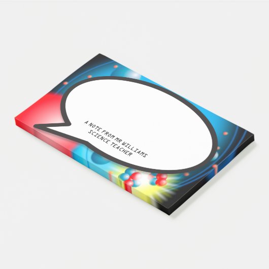 Splitten der Atom-Sprechblase-Wissenschaft Post-it Klebezettel (angewinkelt)