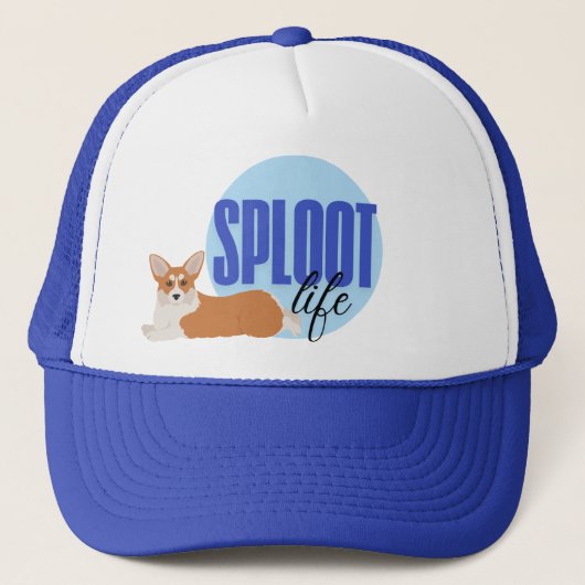 Sploot Life Corgi Dog Funny Blue Hat Truckerkappe (Vorderseite)