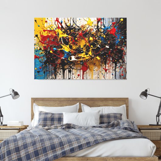 SPLT_25_0003, Action Painting Canvas Print Leinwanddruck (Insitu (Schlafzimmer))