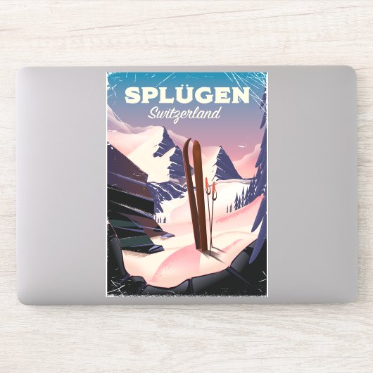 Splügen Schweiz Skiposter Aufkleber (Computer)