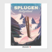 Splügen Schweiz Skiposter Aufkleber (Blatt)