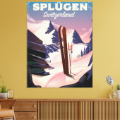 Splügen Schweiz Skiposter Leinwanddruck (Insitu (Wohnzimmer))