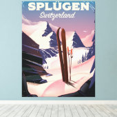Splügen Schweiz Skiposter Leinwanddruck (Insitu (Holzboden))