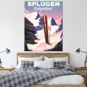 Splügen Schweiz Skiposter Leinwanddruck (Insitu (Schlafzimmer))