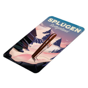 Splügen Schweiz Skiposter Magnet