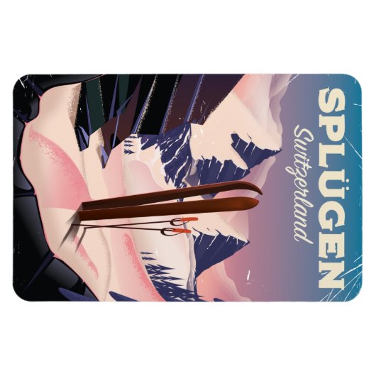 Splügen Schweiz Skiposter Magnet (Horizontal)