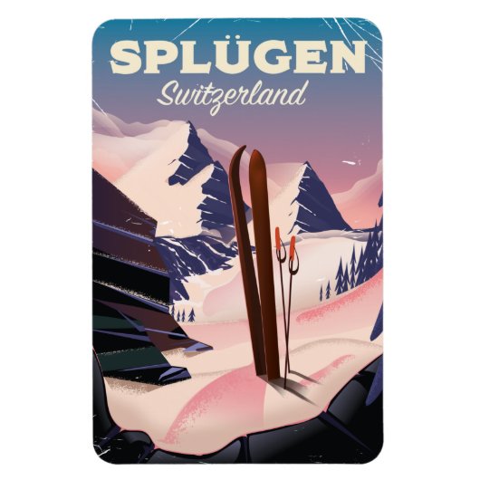 Splügen Schweiz Skiposter Magnet (Vertikal)