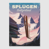 Splügen Schweiz Skiposter Magnetkarte (Vorderseite)