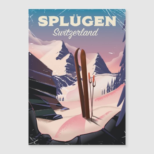 Splügen Schweiz Skiposter Magnetkarte (Vorderseite)