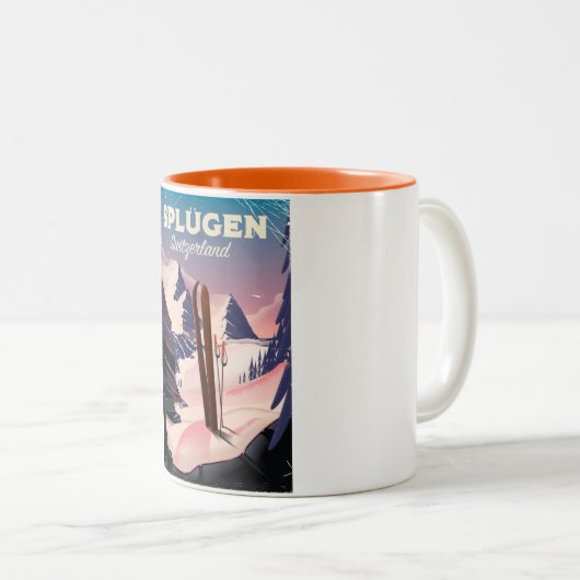 Splügen Schweiz Skiposter Zweifarbige Tasse (VorderseiteRechts)