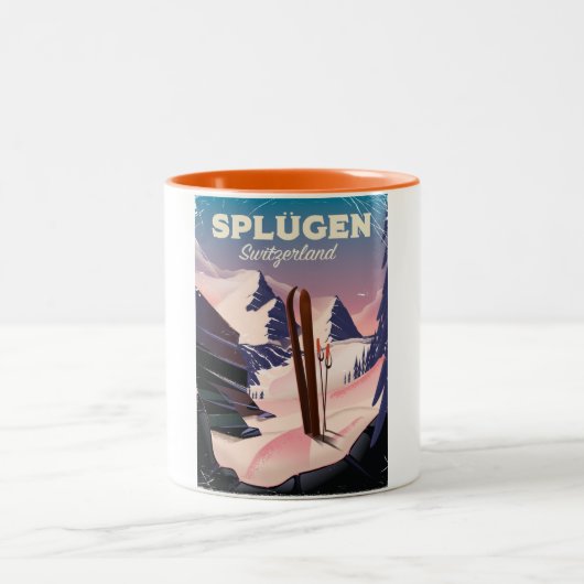 Splügen Schweiz Skiposter Zweifarbige Tasse (Mittel)