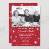 Spnaish Schneeflocke-rotes Foto-WeihnachtsParty Einladung (Vorne/Hinten)
