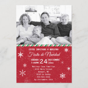 Spnaish Schneeflocke-rotes Foto-WeihnachtsParty Einladung