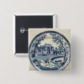 Spode blaue und weiße Platte, c.1815 Button (Vorne & Hinten)