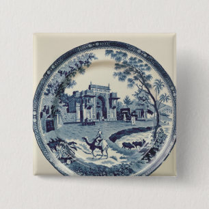 Spode blaue und weiße Platte, c.1815 Button