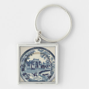 Spode blaue und weiße Platte, c.1815 Schlüsselanhänger