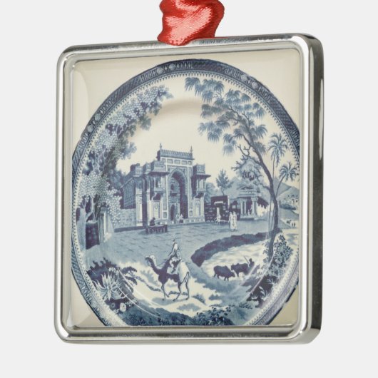 Spode blaue und weiße Platte, c.1815 Silbernes Ornament (Links)