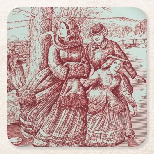 Spode Limited Ed Weihnachtsbild Rechteckiger Pappuntersetzer (Vorderseite)