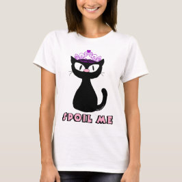 SPOIL ME Niedlich Black Cartoon Princess Cat T-Shirt