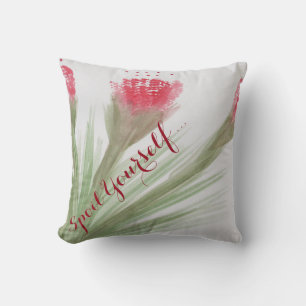 Spoil Sie selbst rotes Blumenwirbel Kissen