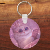 Spoiled Princess Cat Texting in Bed                Schlüsselanhänger (Vorderseite)