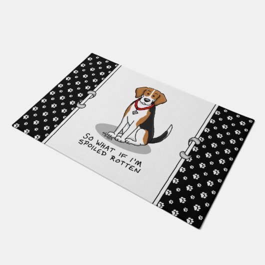 Spoiled Rotten Beagle (Trikolon 3) Hund Funny Fußmatte (Schrägansicht)